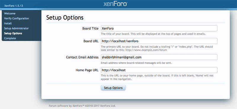 install xenforo step 6